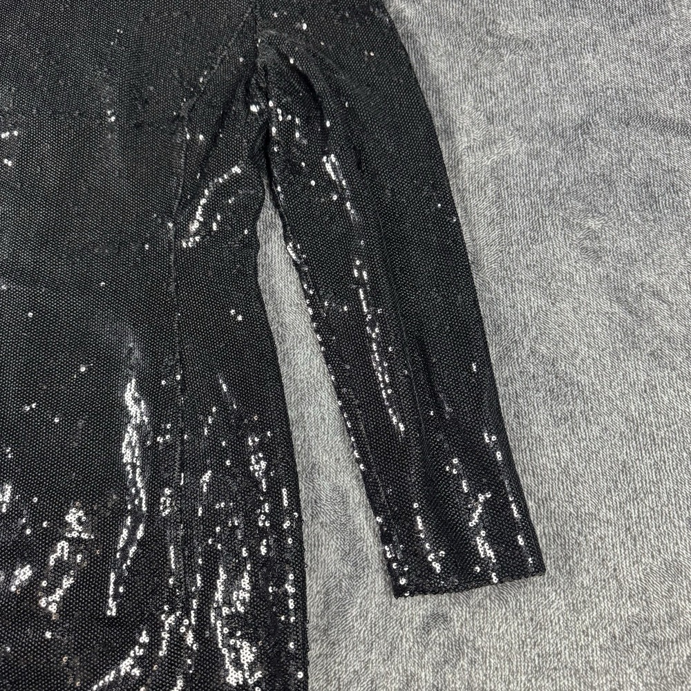 L'ECOLE DES FEMMES Women's Size Large Black Sequin Turtleneck Zip Back Dress - Picture 6 of 16